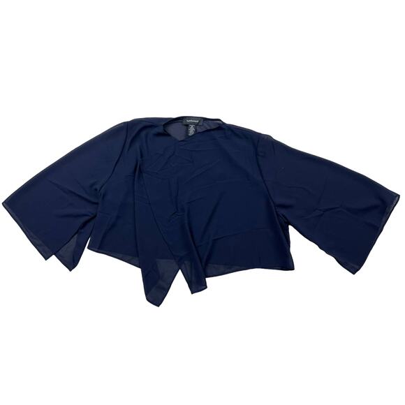 R&M Richards Women Medium Blue Sheer Long Sleeve Shrug Coverup Flyaway Top - Picture 1 of 9